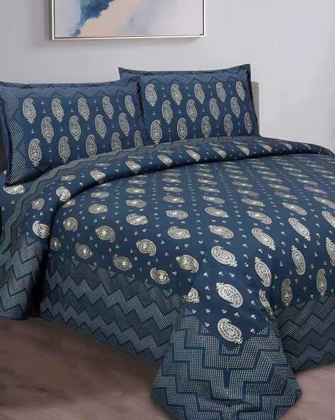 Bombay Spreads 250 TC Paisley Print King-Size Bedsheet with Pillow Covers