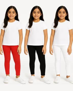 chilins Girls Pack of 3 Leggings with Elasticated Waist-picture-17