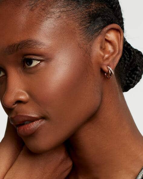 Wearing Multiple Hoop Earrings Buy Swarovski Hyperbola Hoop