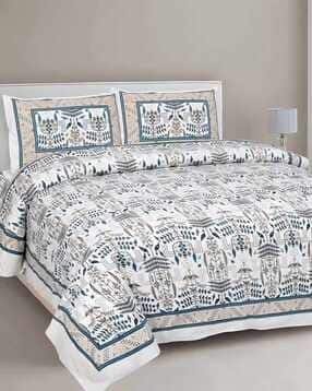 bombay spreads 150 TC Floral Print King-Size Bedsheet with Pillow Covers -picture-21