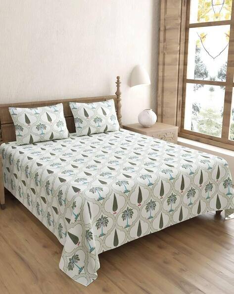 Bombay Spreads 220 TC Floral Print King-Size Bedsheet with Pillow Covers