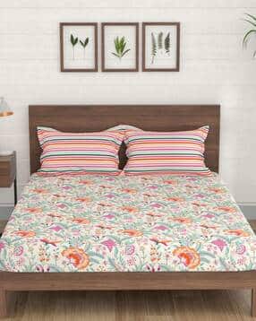 portico 144 TC Morning Glory Floral Print Cotton Double Bedsheet-picture-13