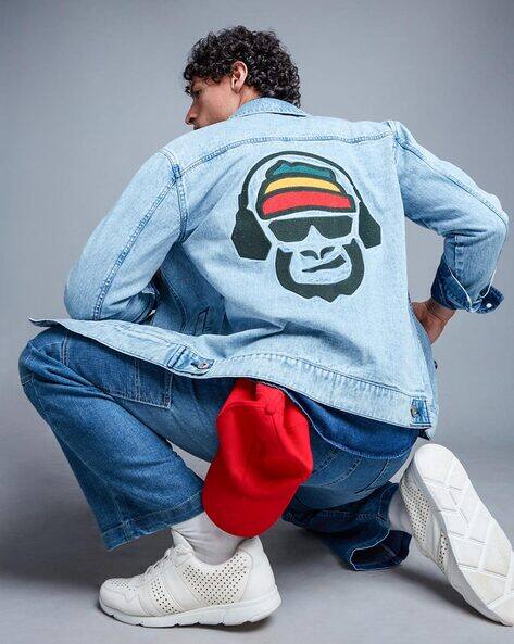 Unisex Graphic Print Regular Fit Denim Jacket