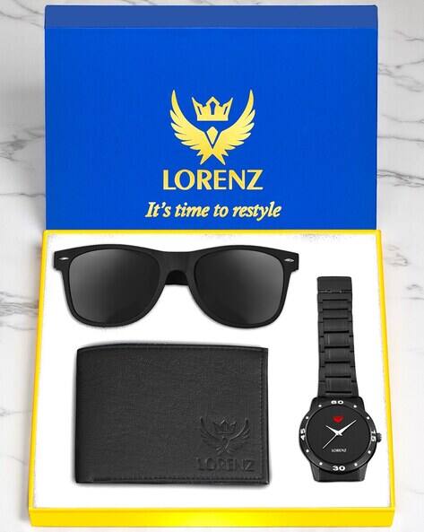 LORENZ CM-2044SN-WL-01 Water-Resistant Analogue Watch with Wallet & Sunglasses