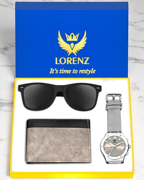 LORENZ CM-3032SN1-WL-25 Water-Resistant Analogue Watch with Wallet & Sunglasses