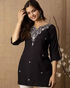 Women Embroidered A-Line Kurti