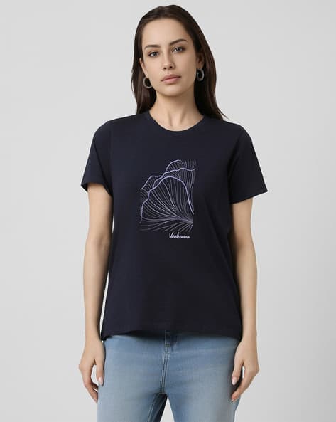 VAN HEUSEN Women Graphic Print Regular Fit Round-Neck T-Shirt