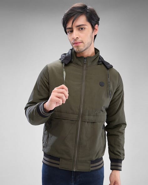 SPYKAR Men Regular Fit Biker Jacket with Detachable Hood