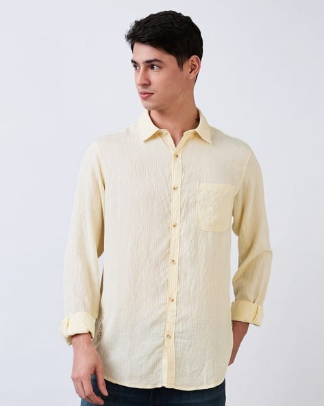 SPYKAR Men Striped Slim Fit Shirt with Patch Pocket