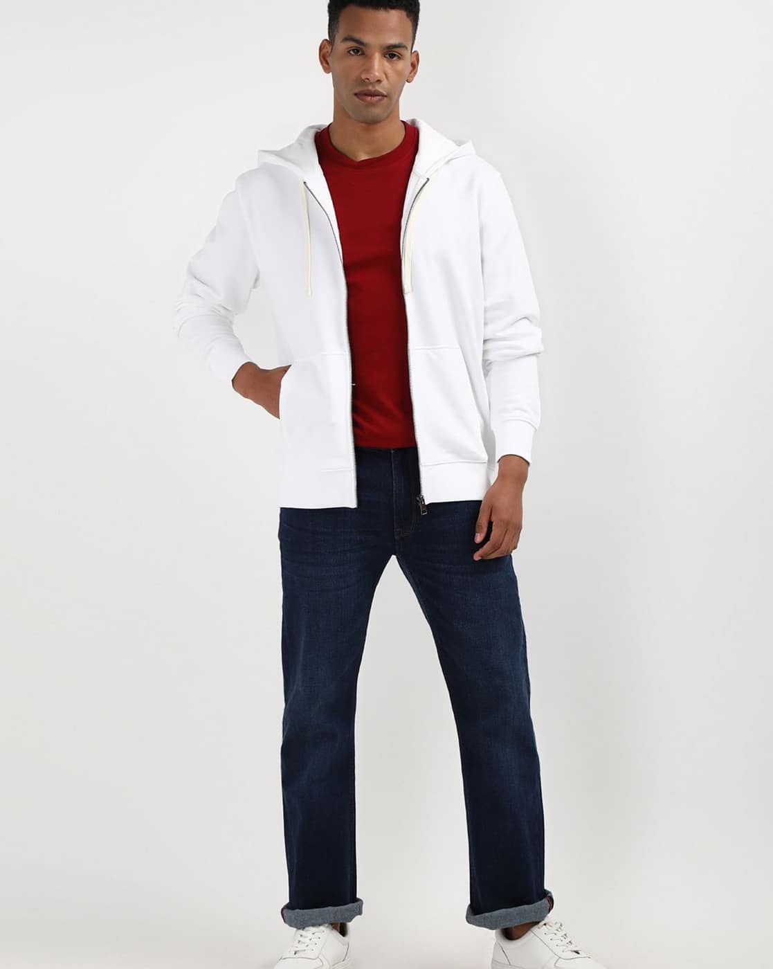 Buy PICPOK Men Regular Fit Zip-Front Hoo Online | Ajio.com