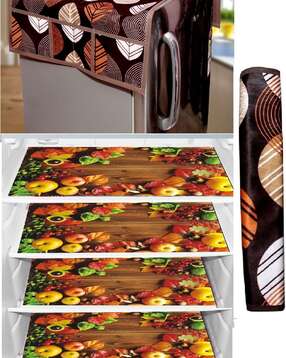 revexo Set of 4 Floral Print Fridge Mats with Top Cover-picture-11