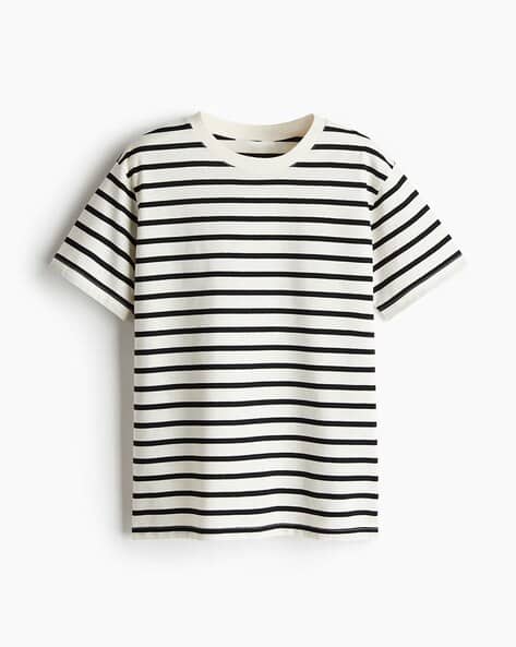 Buda Jeans Co Women Striped Oversized Fit Crew-Neck T-Shirt