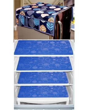 revexo Set of 4 Floral Print Fridge Mats with Top Cover-picture-49