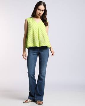 svrnaa by azorte Striped Relaxed Fit A-Line Top-picture-36