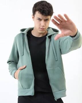 picpok Men Regular Fit Zip-Front Hoodie with Kangaroo Pockets-picture-14