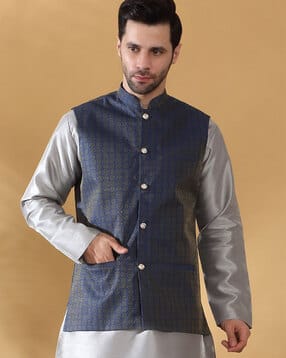 kraft india Men Geometric Print Regular Fit Nehru Jacket-picture-27