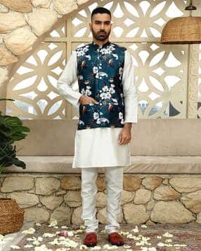 kraft india Men Floral Print Regular Fit Nehru Jacket-picture-17
