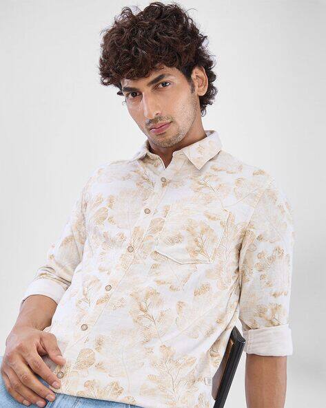 SPYKAR Men Leaf Print Slim Fit Shirt