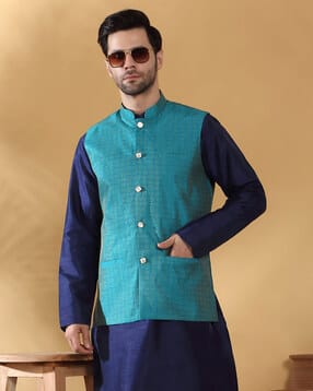 kraft india Men Geometric Print Regular Fit Nehru Jacket-picture-11