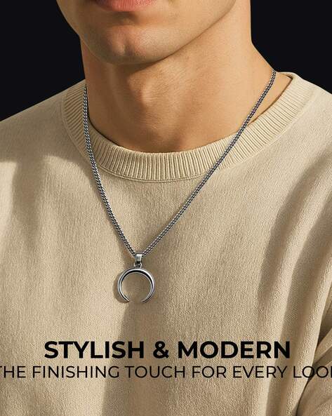 Carlton London Men Silver Plated Long Chain with Pendant