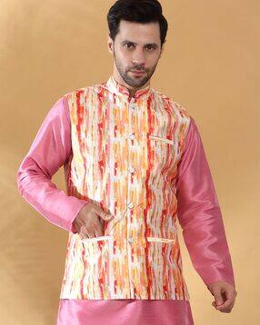 kraft india Men Tie & Dye Regular Fit Nehru Jacket-picture-24