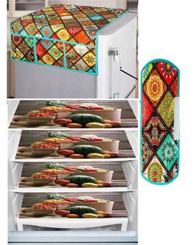 revexo Set of 4 Floral Print Fridge Mats with Top Cover-picture-36