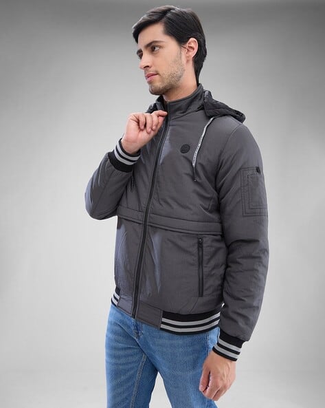 Mens Charcoal Biker Jacket Buy Charcoal Grey Jackets Coats For Men