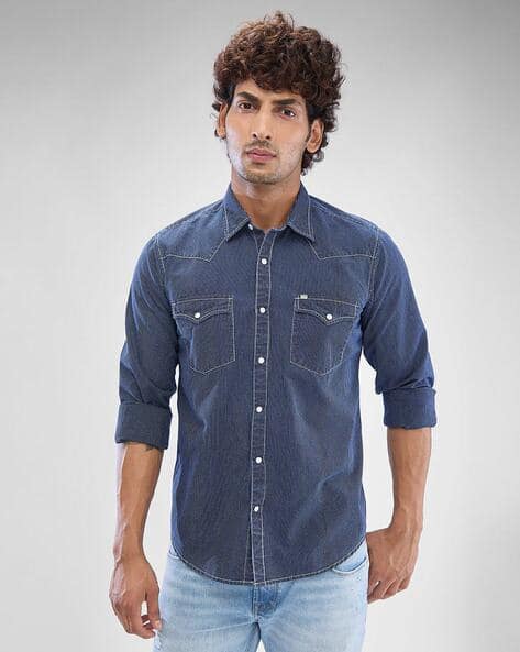 SPYKAR Men Striped Slim Fit Shirt with Flap Pockets