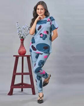 amreliya enterprise Women Tie & Dye T-Shirt & Pyjamas Set-picture-10