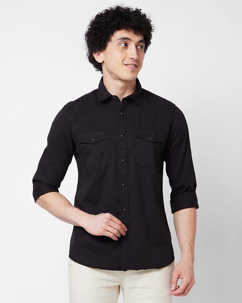 SPYKAR Men Regular Fit Shirt with Flap Pockets
