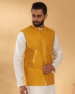kraft india Men Geometric Print Regular Fit Nehru Jacket-picture-26