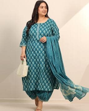 extra love by libas Women Printed Curved Straight Kurta Set with Dupatta-picture-15