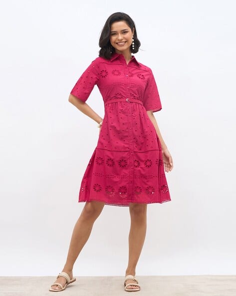 Women Embroidery Shirt Dress