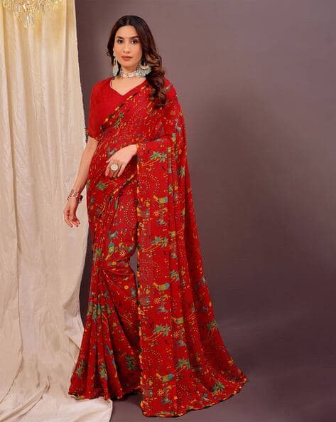 Nyrika Women Printed Saree with Lace Border