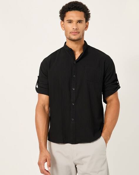 Styli Men Regular Fit Shirt with Mandarin Collar