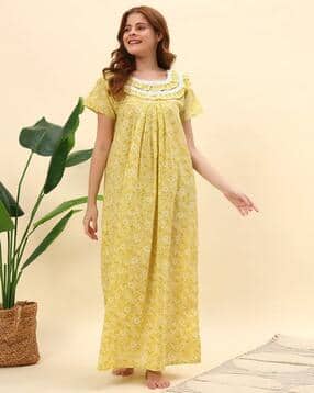 sephani Floral Print Long Nighty with Peter-Pan Collar-picture-52