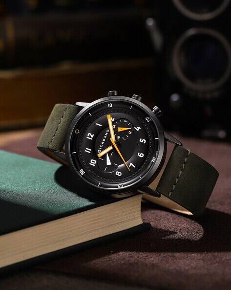 Giordano Men Chronograph Watch with Leather Strap-GZ-50088