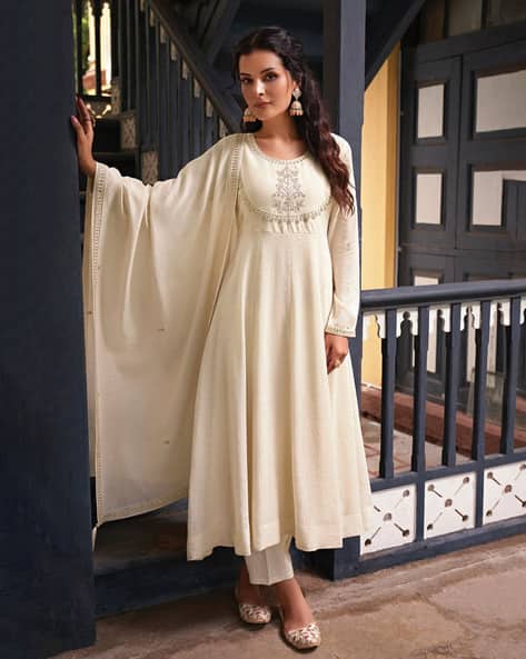 Buy Cream Kurta Suit Sets for Women by Nyrika Online