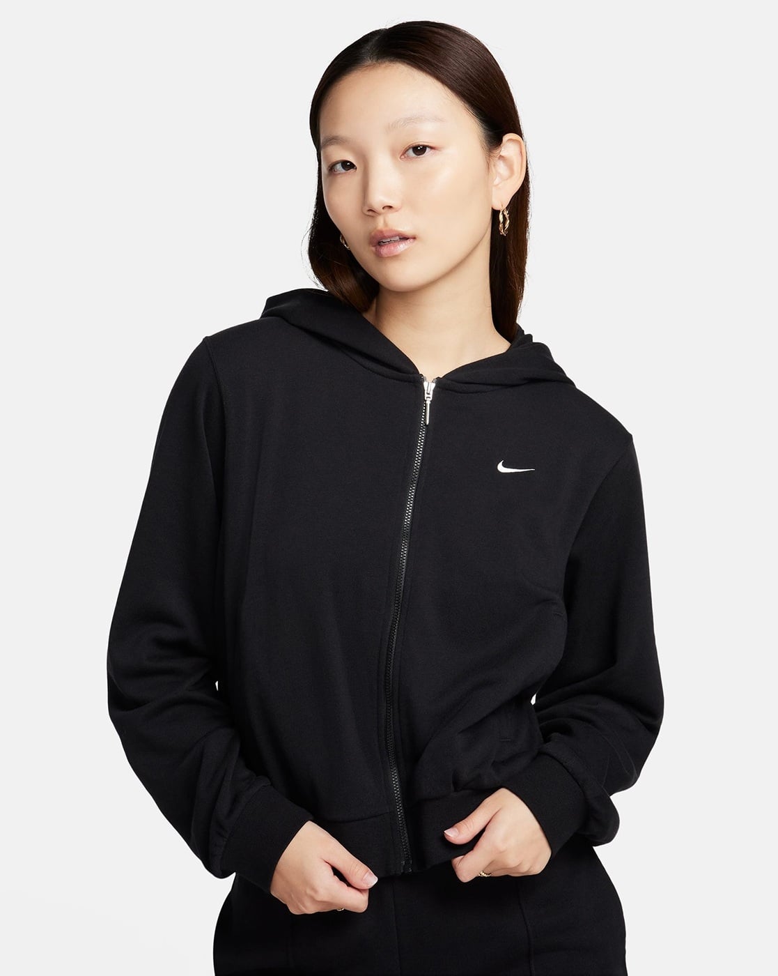 black nike zip up hoodie womens