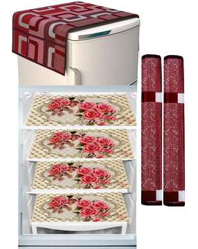 Set of 7 Printed Fridge Top Cover with Fridge Mats-image-5