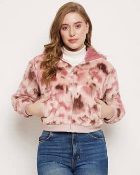 Women Printed Zip-Front Hoodie-image-11