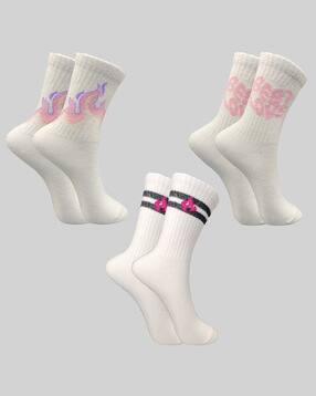 trazo Pack of 3 Women Printed Athletic Socks-picture-50
