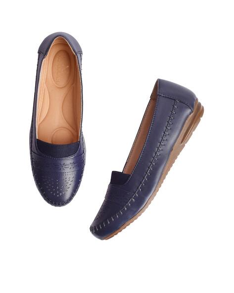 XE LOOKS Women Perforated Slip-On Heeled Wedges