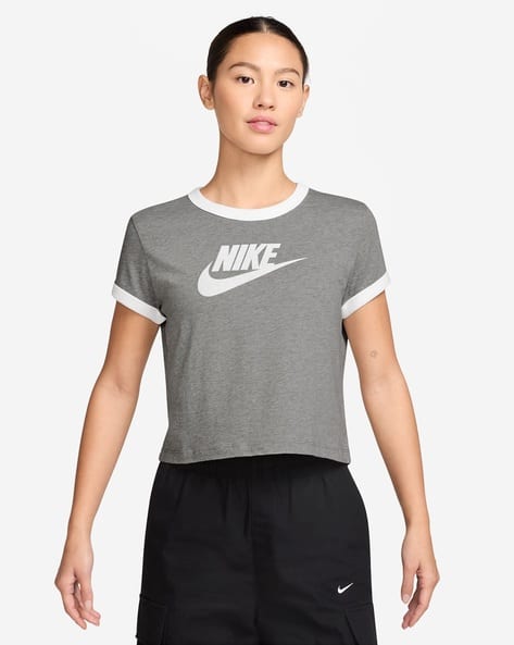 NIKE Women Brand Print Regular Fit Crew-Neck T-Shirt
