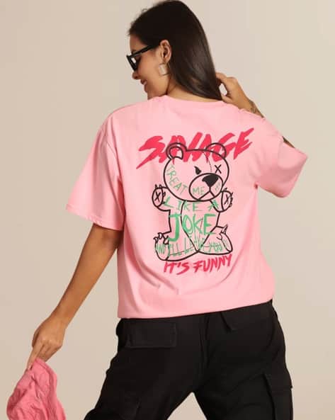 Fabflee X AG Women Graphic Print Oversized Crew-Neck T-Shirt