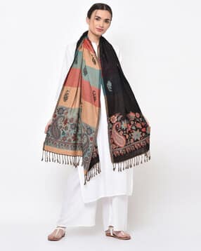 Pure Viscose Woven Paisley Stole-image-7