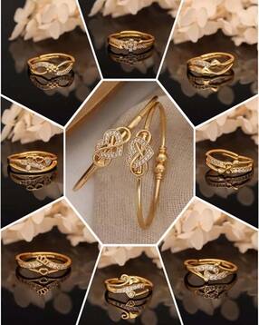 brado jewellery Women Set of 8 Gold-Plated Rings with Bangles-picture-10