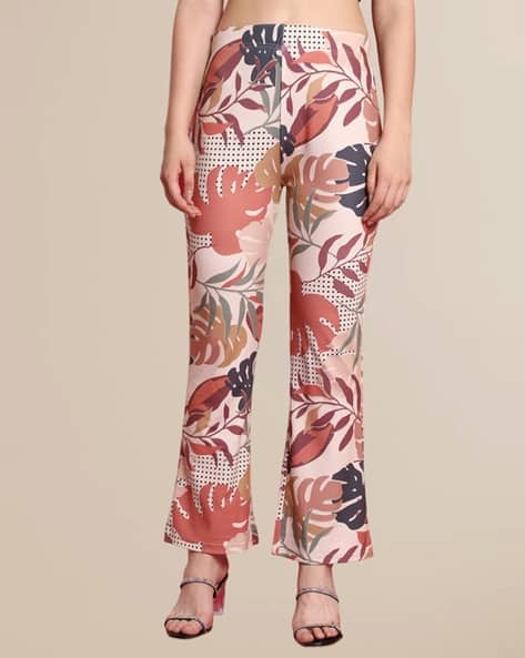 Fabflee X AG Women Leaf Print Boot Fit Trousers