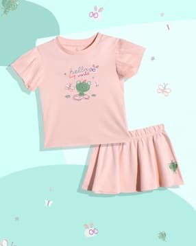 mothercare Girls Graphic Print Top & Skirt Set-picture-35