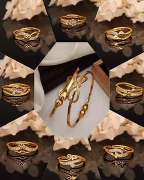 brado jewellery Women Set of 8 Gold-Plated Rings with Bangles-picture-28